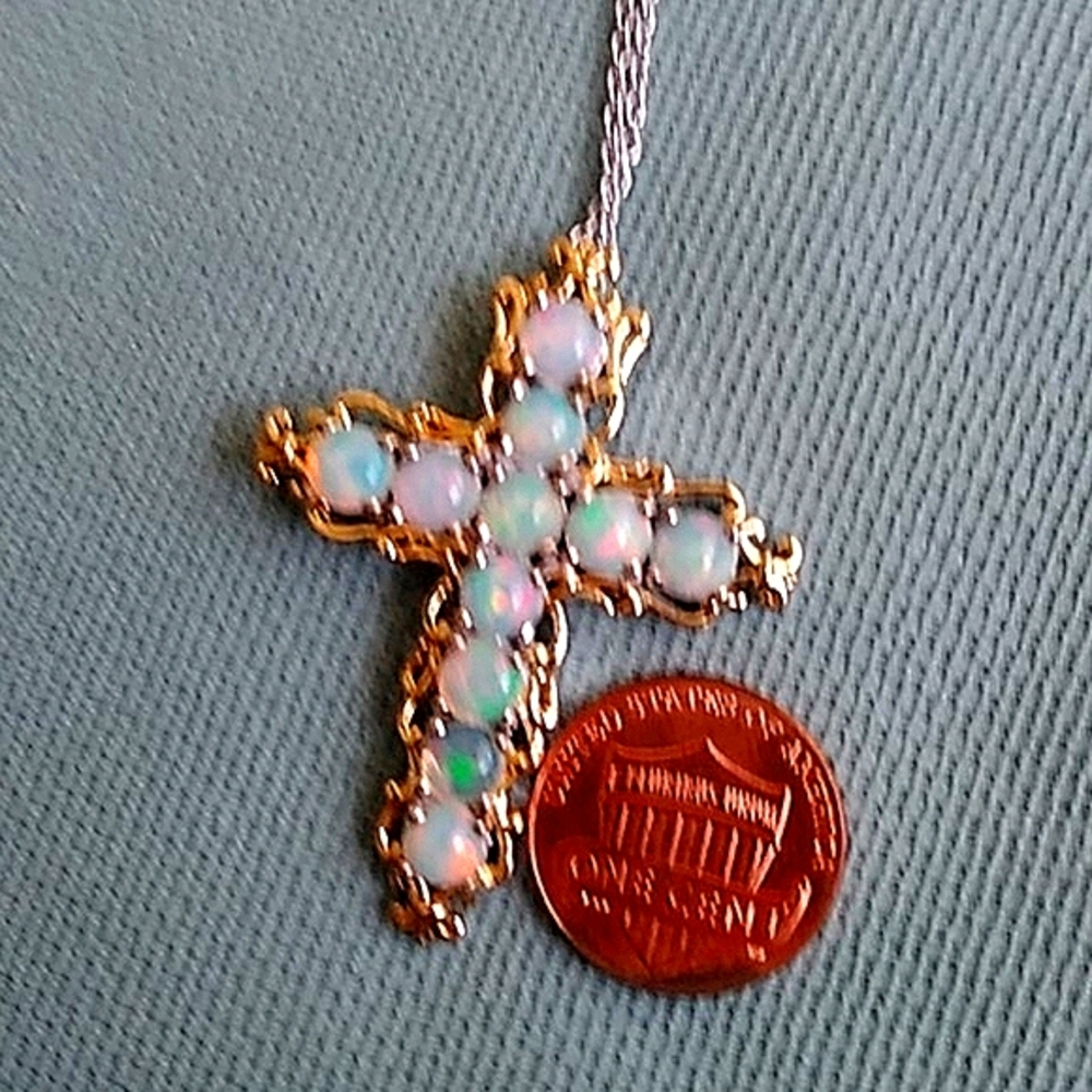 ✳️ ETHIOPIAN WELO OPAL CROSS PENDENT NECKLACE ✳️ - Picture 6 of 6